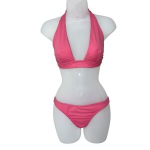 ERES Women’s Pink Halter Low Rise Bikini Two Piece Swimsuit